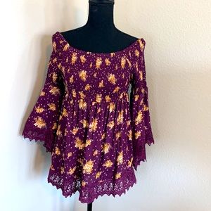 Francesca’s Angie Floral Lace Off The Shoulder Blouse